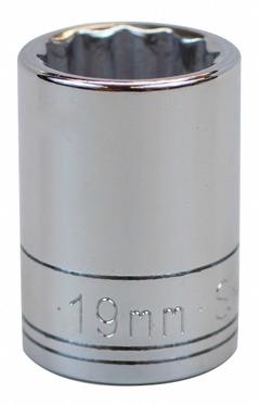 SK PROFESSIONAL TOOLS Socket: Metric, 1/2 in Drive Size, 19 mm Socket Size, 12-Point, Std, Chrome (MPN 40319). Key specifications — attr1204417: SK PROFESSIONAL TOOLS; attr1204392: Chrome.