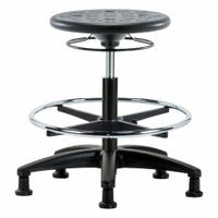 Stool: Polyurethane, Ht Range 17 3/4 in to 25 1/2 in, 13 in Seat Wd, 13 in Seat Dp, 5 Glides, Black (MPN IPMBSO-RG-CF-RG-BLK). Key specifications — Brand: APPROVED VENDOR; Foot Support: Yes; Base Material: Fiberglass; ESD-Safe: Not ESD Safe; Number of Casters: 0.