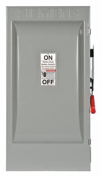 SIEMENS Safety Switch: Fusible, 200 A, Single Phase, 240V AC, Galvanized Steel, Indoor (MPN HF224J). Key specifications — Brand: SIEMENS.