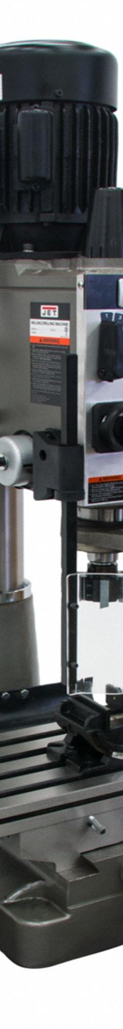 JET Mill Drill: JMD-40GHPF, Gear Drive, 1 1/2 hp, 115/230V, w/ DRO/Power Downfeed. Key specifications — attr1088426: R8; attr1088377: JET; attr1096869: Round.