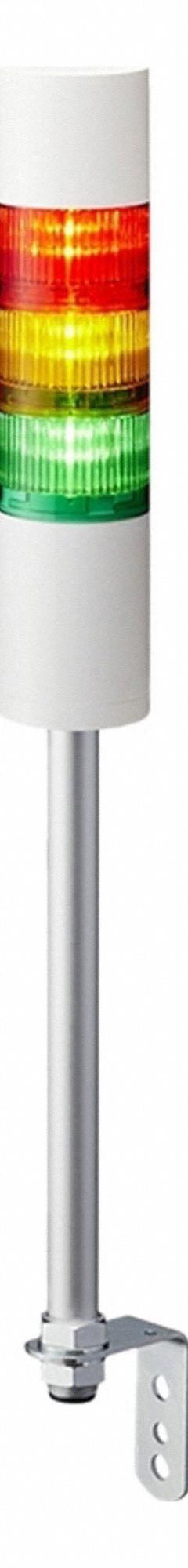 PATLITE Tower Light Assembly: 3 Tier, Sounder Tier Included, IP54, Amber/Green/Red, Direct Wire (MPN LR6-302LJBW-RYGZ). Key specifications — Manufacturer Part Number: LR6-302LJBW-RYGZ; Brand: PATLITE; Operating Voltage: 24V DC; Light Tier Color: Red.