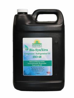 RENEWABLE LUBRICANTS Compressor Oil: 1 gal, Bottle, 68 ISO Viscosity Grade, 156 Viscosity Index (MPN 87853). Key specifications — attr59744: 156; attr59746: 68; attr59736: Yes; attr59735: Bottle; attr59738: Bio-SynXtra FG.