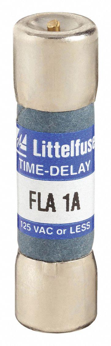LITTELFUSE Fuse: FLA Series, Midget, Time-Delay, 1 A, 125 V AC, 13/32 in x 1 1/2 in - Time-Delay Cylindrical Fuses