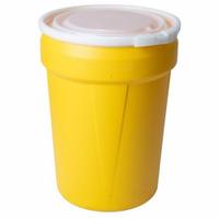 EAGLE Overpack Drum: HDPE, 30 gal, Lever Lock Ring, Unlined/No Interior Coating, Plastic (MPN 1601). Key specifications — Drum Material: HDPE; Drum Head Type: Open Head; UN Rating Solids: 1H2/X100/S; UN Rating Liquids: 1H2/X100/S; Interior Lining: Unlined/No Interior Coating; Drum Message Text: None; Closing Ring Material: Plastic; For Holding: Original Shipping Container.