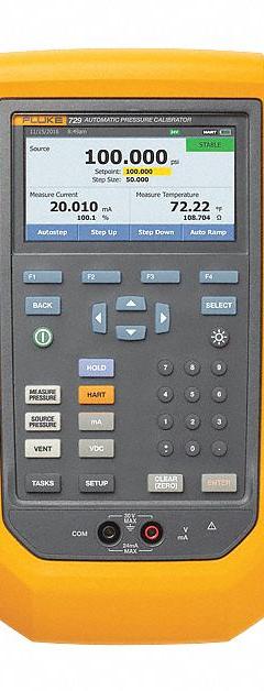 FLUKE Automatic Pressure Calibrator: FLK-729 30GFC/WWG, HART, Included, -12 psi – 30 psi, LCD, IP54. Key specifications — Manufacturer Part Number: FLK-729 30GFC/WWG; Pressure Measuring Units: psi; Brand: FLUKE; Includes: AC280 Sure Grip Hook Set; Pressure Measurement Accuracy: 0.02% Full Scale; Communication Protocol: HART; Intrinsic Safety: No.
