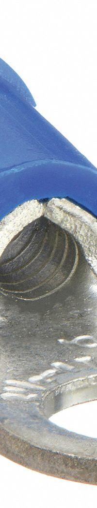 STA-KON Ring Terminal: Blue, Vinyl Insulation, 1/4 in Stud Size, 18 AWG to 14 AWG Wire Sizes, 600 V (MPN 14RB-14). Key specifications — attr1308027: STA-KON; attr1356587: Serrated.