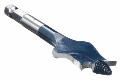 BOSCH Spade Drill Bit: 1 1/4 in Drill Bit Size, 4 in Overall Lg, Painted - Quick-Change Hex-Shank Flat Spade Drill Bits