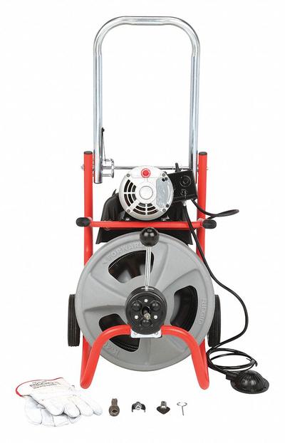 RIDGID Drain Cleaning Machine: Corded, K-400AF, For 1 1/2 in to 4 in Pipe, 3/8 in Cable Dia. - Corded Drum Machines