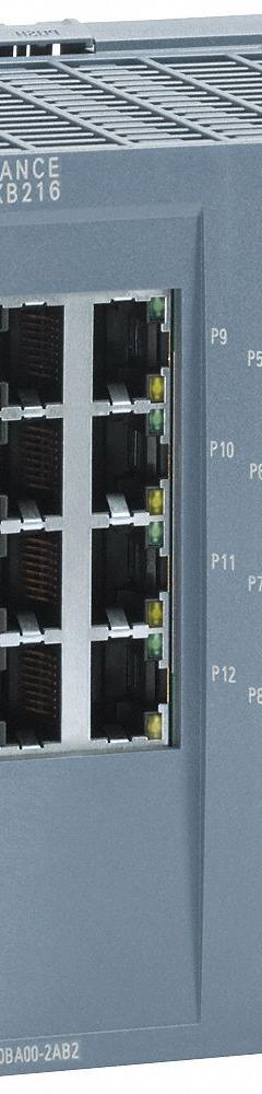 SCALANCE IE Switch: Managed, DIN Rail, 16 Ports, RJ45, 10/100 Mbit/s, IP20 (MPN 6GK52160BA002AB2). Key specifications — Port Type: RJ45; Manufacturer Part Number: 6GK52160BA002AB2; Brand: SCALANCE; Features: LED Diagnostics; IP Rating: IP20; Mounting Location: DIN Rail; Network Interface: 10/100 Mbit/s.