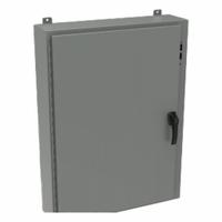 HAMMOND Disconnect Enclosure: NEMA 12/13/4, Powder-Coated Steel, 42 in x 37 in x 12 in, Handle (MPN 1447SJ12HK). Key specifications — Brand: HAMMOND; Closure Method: Handle.