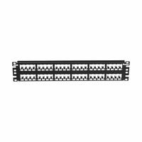 Patch Panel: 2 Rack Units, 48 Ports, Flat, Adhesive Label, Shielded, Rear Access, Unequipped (MPN CP48BLY). Key specifications — Brand: PANDUIT; Compatible Adapter Type: Panduit Mini-Com Modules; Material: Stainless Steel; _Access Type: Rear Access; _Port Labeling: Adhesive Label; _Series: Mini-Com; _Shielded: Shielded.
