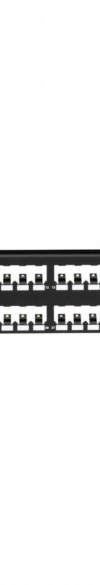 Patch Panel: 2 Rack Units, 48 Ports, Flat, Adhesive Label, Shielded, Rear Access, Unequipped (MPN CP48BLY). Key specifications — Brand: PANDUIT; Compatible Adapter Type: Panduit Mini-Com Modules; Material: Stainless Steel; _Access Type: Rear Access; _Port Labeling: Adhesive Label; _Series: Mini-Com; _Shielded: Shielded.