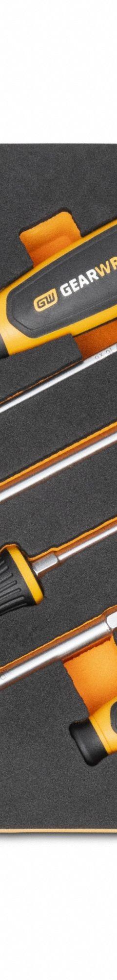 GEARWRENCH: 1-10 Pieces, 9 Pieces, Slotted Tip, 1/4 in/3/16 in/3/8 in Tip Size, Cushion Grip, Tray (MPN GWMSSCRSL). Key specifications — attr1205274: GEARWRENCH; attr1205269: 1/4 in.