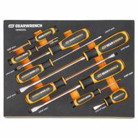 GEARWRENCH: 1-10 Pieces, 9 Pieces, Slotted Tip, 1/4 in/3/16 in/3/8 in Tip Size, Cushion Grip, Tray (MPN GWMSSCRSL). Key specifications — attr1205274: GEARWRENCH; attr1205269: 1/4 in.