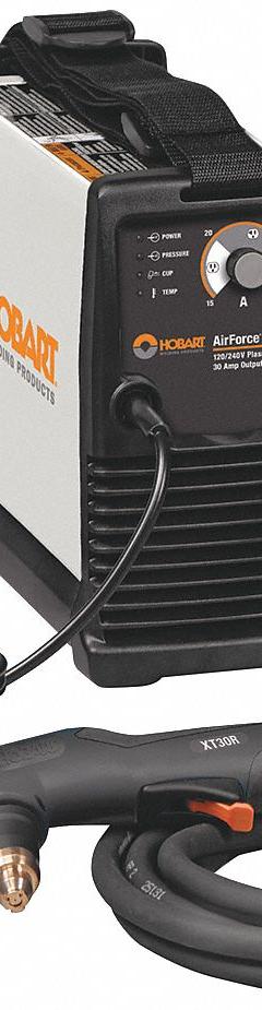 HOBART Plasma Cutter: AirForce 27i, 27 A, 12 ft Handheld Torch (MPN 500575). Key specifications — Manufacturer Part Number: 500575; Minimum Input Air Flow Rate: 5 cfm; Input Voltage (Nominal) (Merch - Table Column, Filters): 208V.