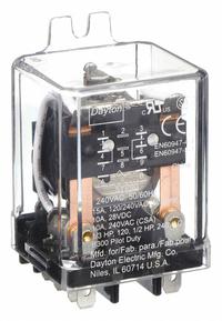 DAYTON Flange Mount Relay: Surface (Side Flange) Mounted, 240V AC, DPDT, 8 Pins/Terminals (MPN 5YP90). Key specifications — Brand: DAYTON; Mounting Style: Side Flange; Electrical Connection: Plug-In Terminal; Manufacturer Part Number: 5YP90; Series: Dayton.