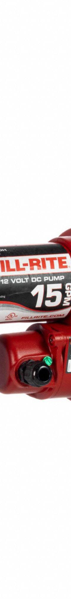 FILL-RITE Electric Drum Pump: 12 V DC, 1/4 hp HP, 15 gpm Max. Flow Rate, Pump with Hose & Nozzle (MPN FR1210H). Key specifications — Brand: FILL-RITE; Meter: Not Included.