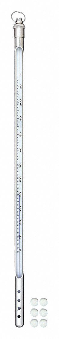 VEE GEE Armored Liquid In Glass Thermometer: -4°F to 230°F, Full Immersion, 12 in Immersion Dp (MPN 80702-A). Key specifications — Accuracy: +/-2°F; Brand: VEE GEE; Temperature Units: Fahrenheit.