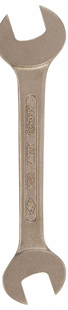 AMPCO Open End Wrench: Aluminum Bronze, Natural, 2 in_1 13/16 in Head Size, 17 1/2 in Overall Lg (MPN WO-1-13/16X2). Key specifications — attr309776: No; attr309781: Natural; attr309780: Aluminum Bronze; attr324939: AMPCO.