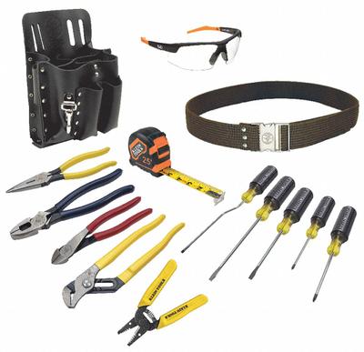 KLEIN TOOLS Electricians Tool Kit: 12 Total Pcs, Tool Pouch - Tool Sets with Tool Pouch