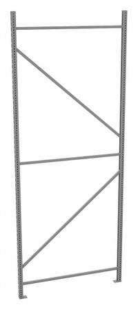 TENNSCO Bulk Storage Upright Frame: 120 in Overall Ht, 14 ga, 17,000 lb Load Capacity, Zinc-Plated (MPN BUF-48120). Key specifications — Overall Depth: 48 in; Color: Gray; Finish: Zinc-Plated; Brand: TENNSCO.