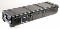 PELICAN Protective Case: 15 5/8 in x 54 5/8 in x 8 5/8 in, No Foam, Black, 4 Wheels, 36 lb Wt (MPN 1770NF). Key specifications — Brand: PELICAN; Material: Plastic; Closure Type: Padlock.