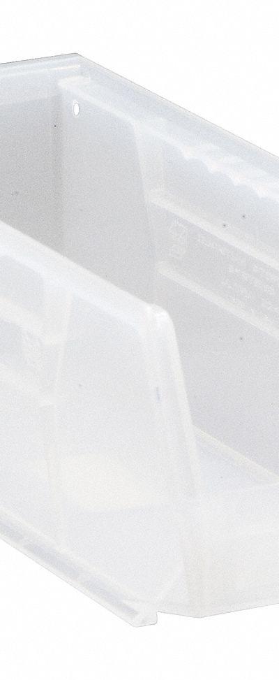 QUANTUM STORAGE SYSTEMS Hang and Stack Bin: 4 1/8 in x 10 7/8 in x 4 in - Clearview Plastic Bins