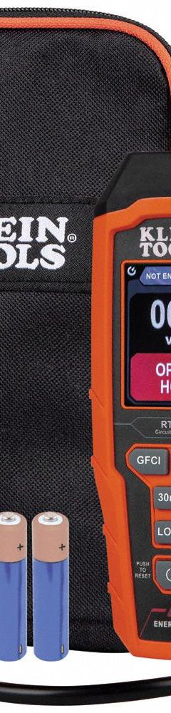 KLEIN TOOLS AC Circuit Analyzer: 5-15P, CAT III 135V, Digital Display/Light, Digital (MPN RT390). Key specifications — Load Current: 12 A; Brand: KLEIN TOOLS; CAT Safety Rating: CAT III 135V.