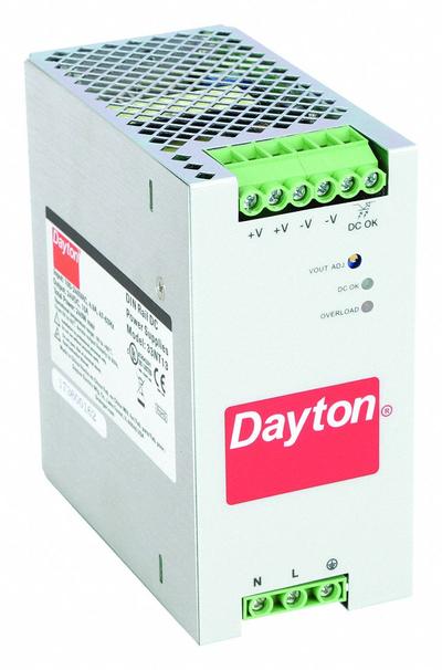 DAYTON DC Power Supply: DIN Rail, 240 W Output Power - Rated, 10 A Current - Output - DIN Rail Mount DC Power Supplies