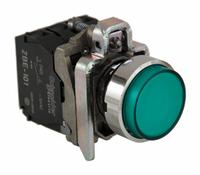 SCHNEIDER Illuminated Push Button: Illuminated, Flush Profile, Metallic, 22 mm, 1NO/1NC (MPN XB4BW13G5). Key specifications — Brand: SCHNEIDER; Action: Momentary; Series: XB4; Push Button Material Type: Metallic.