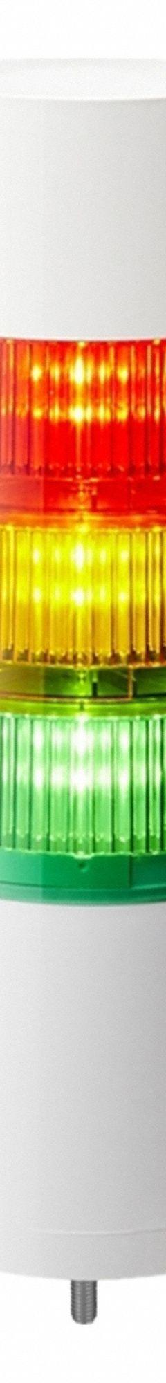 PATLITE Tower Light Assembly: 3 Tier, Sounder Tier Included, IP54, Amber/Green/Red, Direct Wire (MPN LR7-302WJBW-RYG). Key specifications — Manufacturer Part Number: LR7-302WJBW-RYG; Brand: PATLITE; Operating Voltage: 24V DC; Light Tier Color: Amber.