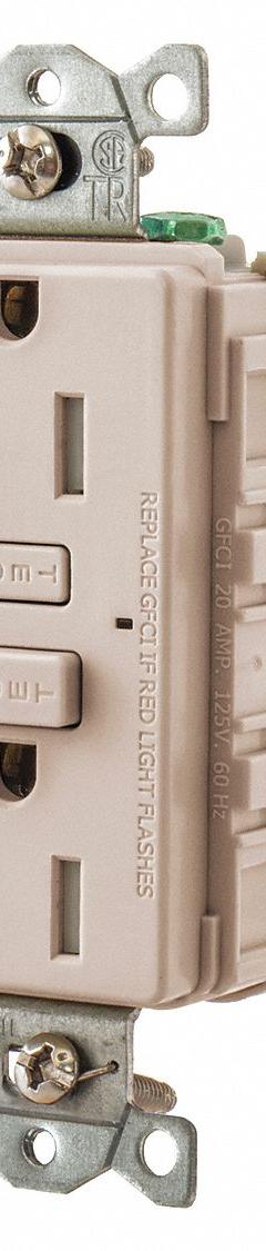 BRYANT GFCI Receptacle: Duplex, 5-15, Light Almond, GFCI, 125V AC, 15 A, 2 Pole / 3 Wire (MPN GFT15LA)