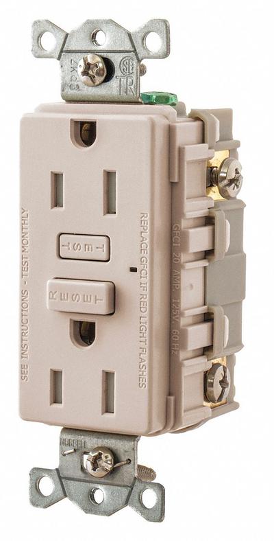 BRYANT GFCI Receptacle: Duplex, 5-15, Light Almond, GFCI, 125V AC, 15 A, 2 Pole / 3 Wire (MPN GFT15LA) - General Purpose Receptacles