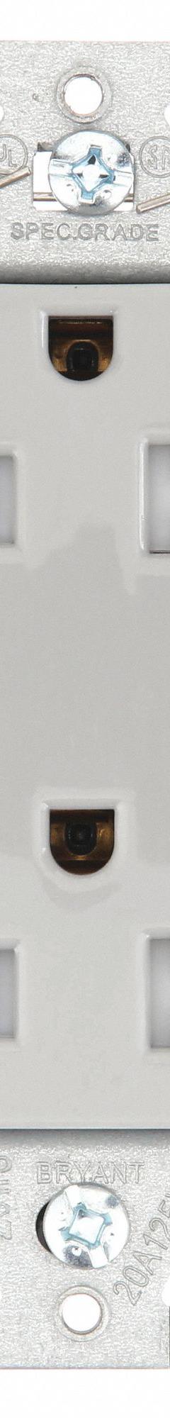 BRYANT Receptacle: Decorator Duplex, 5-20, Gray, 125V AC, 20 A, 2 Pole / 3 Wire (MPN DRS20GRYTR)