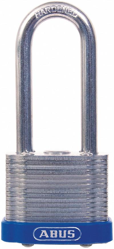 ABUS Padlock: Steel, Unfinished, Silver, Long Shackle, Steel - Long Shackle Master Keyed Padlocks