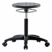 Stool: Polyurethane, Ht Range 18 in to 25 1/2 in, 13 in Seat Wd, 13 in Seat Dp, 0 Glides, 5 Casters (MPN IPMBSO-RG-NF-RC-BLK). Key specifications — Brand: APPROVED VENDOR; Foot Support: No; Base Material: Fiberglass; ESD-Safe: Not ESD Safe; Number of Casters: 5.