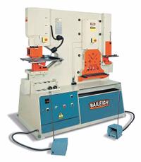 BAILEIGH INDUSTRIAL Ironworker: 230V AC /Three-Phase, 3 Stations, 123 Tonf Hydraulic Force, SW-95. Key specifications — attr66091: 16 in x 0.75 in; attr69797: Angle Shear; attr67058: 1-1/16 in x 3/32 in; attr66096: 4.1 in x 4.1 in x 0.5 in; attr66073: SW-95; attr66076: BAILEIGH INDUSTRIAL.