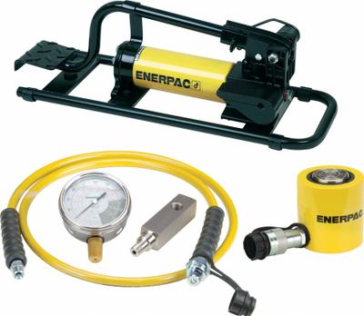 ENERPAC Ram and Pump Set: 20 ton Cylinder Nominal Capacity, 1 3/4 in Cylinder Stroke - Low Height Ram & Pump Sets