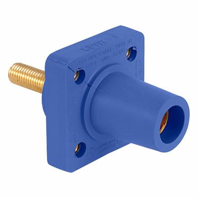 LEVITON Single Pole Receptacle: Blue, Straight Taper Nose Mating, Threaded Stud Termination - Receptacles with Threaded Stud Terminations
