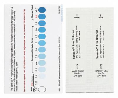 INDUSTRIAL TEST SYSTEMS Test Strips: Free Chlorine, 0 to 6 ppm EPA Free Chlorine, Strip - Single-Parameter Test Strips