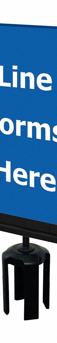TENSABARRIER Acrylic Sign: Blue, Line Forms Here Message, 11 in Overall Lg, 7 in Overall Wd (MPN S17-P-23-7X11-V-HDSB-1701-33). Key specifications — Brand: TENSABARRIER; Color: Blue; Includes: Mounting Adapter; Message: Line Forms Here; For Use With: Tensabarrier Posts; Material: Acrylic.