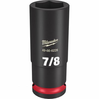 MILWAUKEE Deep Impact Socket: 1/2 in Drive Size, SAE, 7/8 in Socket Size, 6-Point - 1/2" Drive Impact Sockets