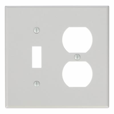 HUBBELL Wall Plate: Combo, 2 Gang, Gray - Combination Wall Plates