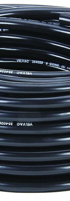 VELVAC Trailer Cable: GPT, 100 ft, 6 Conductor, 14 AWG, Black/Blue/Brown/Green/Red/White, 60 V Volt (MPN 050007). Key specifications — Brand: VELVAC.