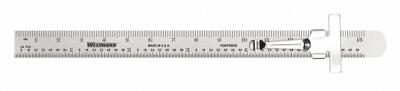WESTWARD Pocket Rule: 4KU97, 6 in / 152.4 mm, 0.02 in Thick, 1/64 in/1 mm, Chrome - Steel Rulers