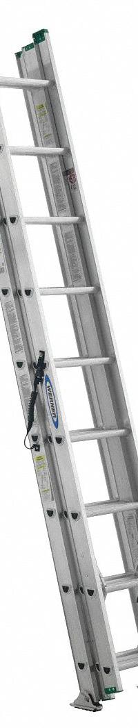 WERNER Extension Ladder: 24 ft Ladder Size, Aluminum, 225 lb Load Capacity, 46 lb Wt, 3 Sections (MPN D1224-3). Key specifications — Color: Silver; Brand: WERNER; Included Features: Mar-Resistant End Caps; Removable Fly: Removable.
