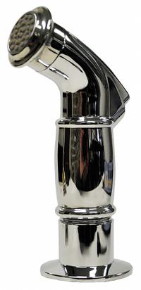 DANCO Kitchen Sprayer: Plastic, Chrome, 3 1/2 in Overall Lg, 1/2" Connection Size, NPSM, Guide (MPN 9D00010334). Key specifications — Inlet Connection Type: NPSM; Brand: DANCO; Connection Size: 1/2"; Color/Finish: Chrome; Includes: Guide; Material: Plastic; Product Type: Kitchen Sprayer.