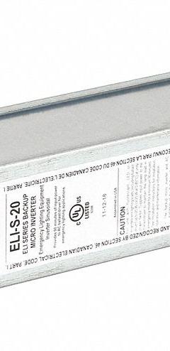 Emergency Lighting Inverter: 120/277V AC, 25 W Max. Bulb Watts, Fluorescent/Incandescent/LED (MPN ELIS20). Key specifications — Input Voltage: 120/277V AC; Includes: Parts Kit with Labels; Battery Type: Nickel Cadmium; Brand: BODINE.