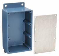 POMONA Shielded Box: Blue, Die-Cast Aluminum, 2 in x 4 in x 2 in (MPN 2901). Key specifications — Color: Blue; Includes: (8) Steel #4-40 x 1/4 in Screws; Brand: POMONA.