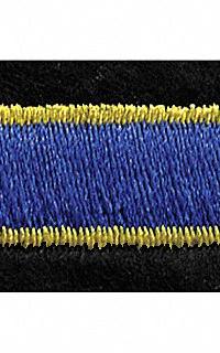 HEROS PRIDE Embroidered Patch: Hashmark, 2 in x 3/8 in, Black/Gold, Felt/Plastic, Sew-On (MPN 5381). Key specifications — attr1074238: Sew-On; attr188498: 2 in x 3/8 in; attr188499: Gold; attr188500: Plastic; attr188503: Hashmark; attr193746: HEROS PRIDE.
